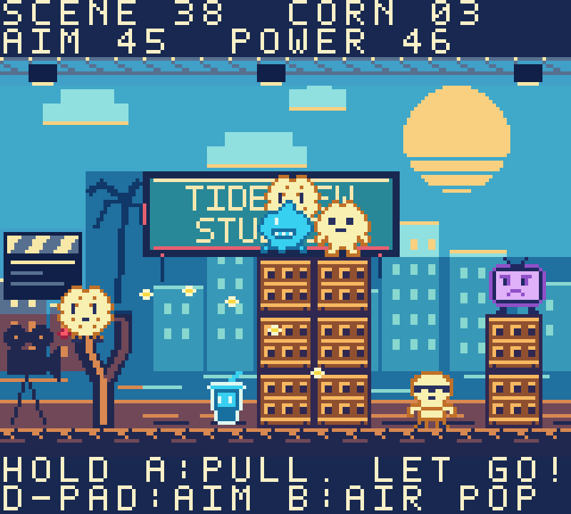 Actual gameplay in scene 38: movie characters balance on tall stacks of cardboard scenery