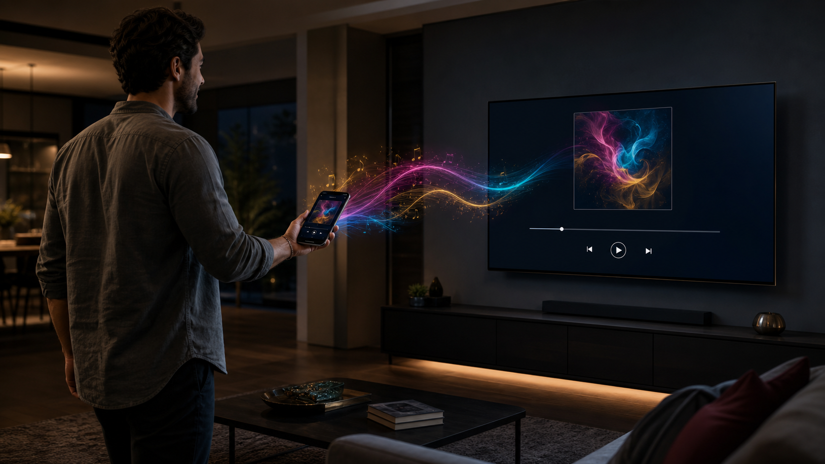 TideShift Music moving playback from a phone to a television at home